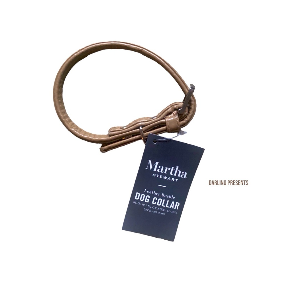 Martha Stewart Vegan Leather Engraved Buckle Dog Collar Color Beige Size 12/XS